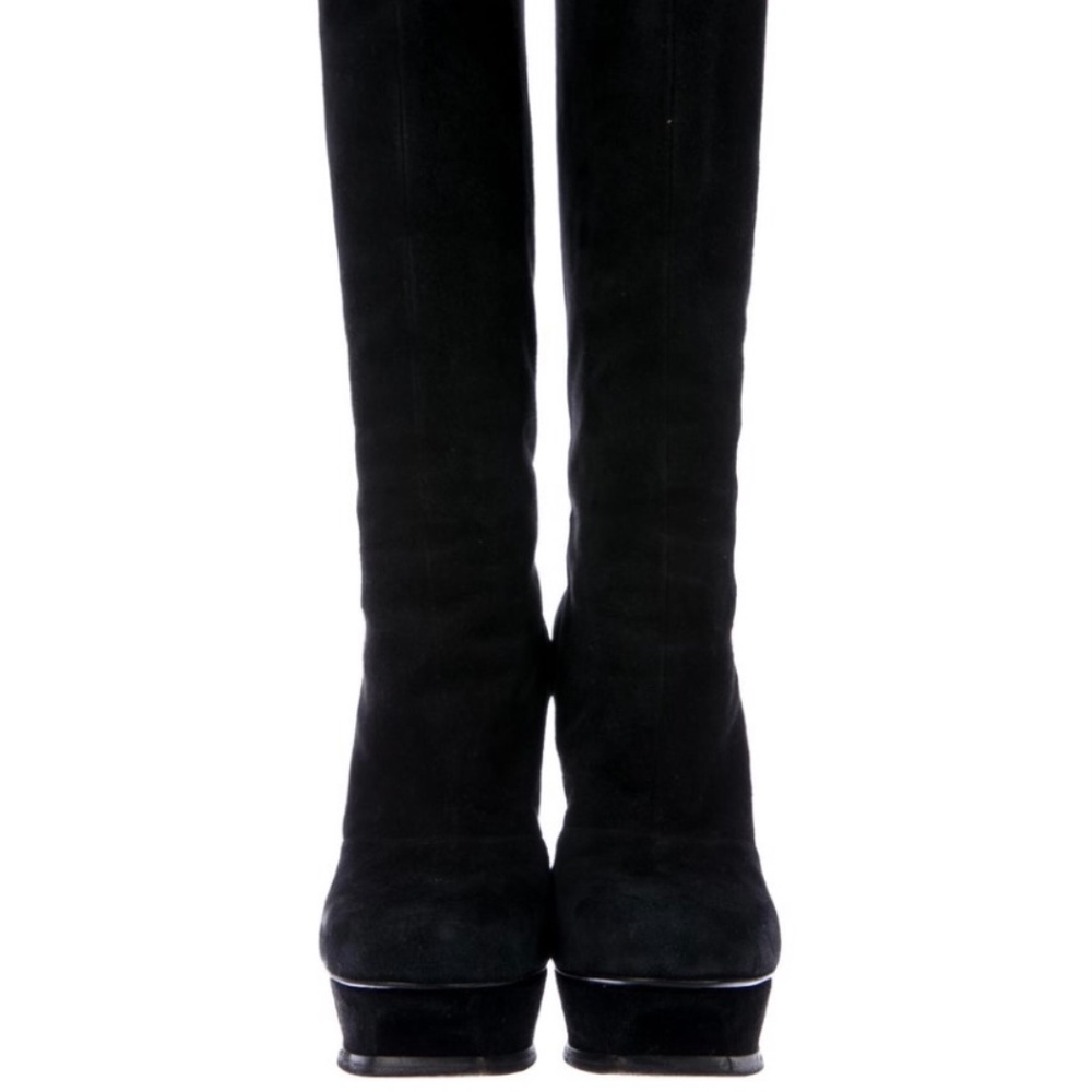 Yves Saint Laurent Black Yves Suede Mid-calf Boots